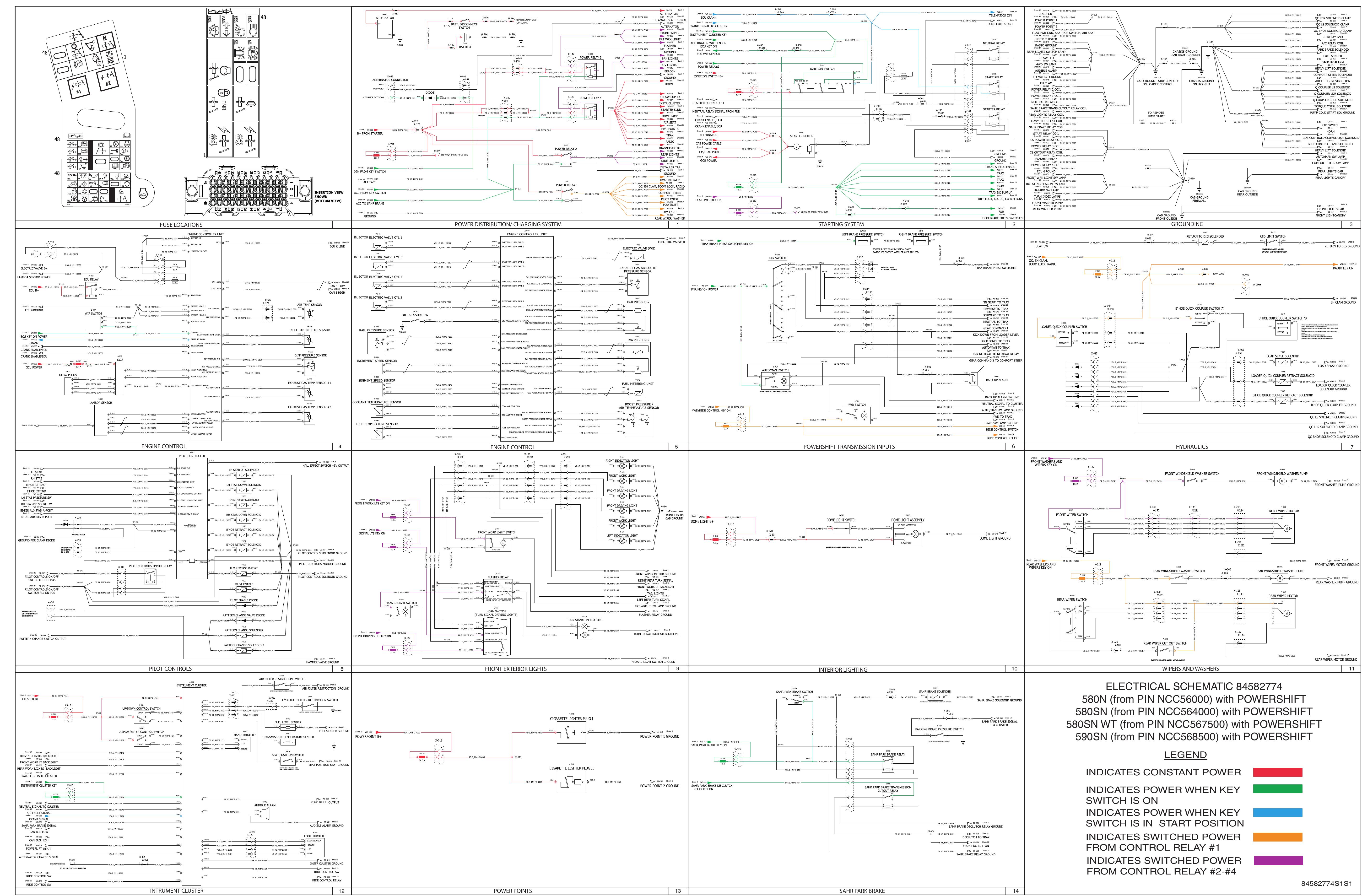 580N 580SN 580SN WT 590SN with POWERSHUTTLE ELECTRICAL SCHEMATIC